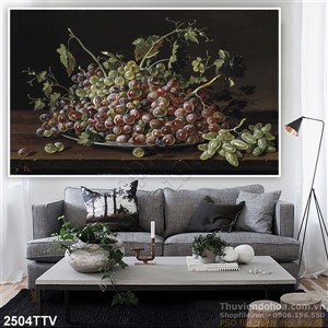 Tranh tĩnh vật hoa quả sơn dầu trang trí tường