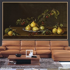 Tranh tĩnh vật hoa quả sơn dầu trang trí nghê thuật