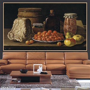 Tranh tĩnh vật hoa quả sơn dầu trang trí