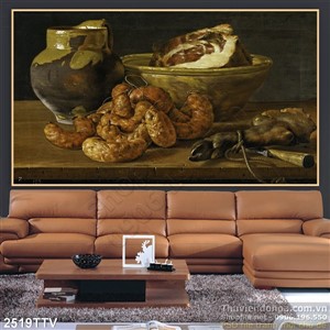 Tranh tĩnh vật hoa quả sơn dầu trang trí phòng bếp