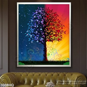 Tranh hoa lá trang trí phòng khách