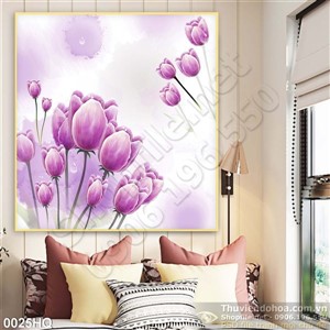 Tranh hoa lá hoa tulip trang trí phòng