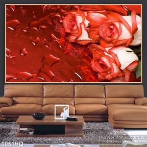 Tranh hoa lá hoa hồng đẹp