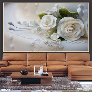 Tranh hoa hồng trắng trang trí tường