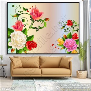 Tranh hoa trang trí phòng ngủ
