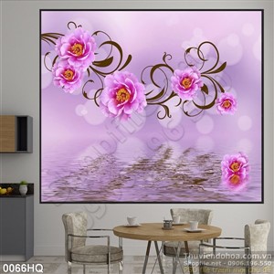 Tranh hoa hồng nền tím