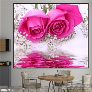 Tranh hoa nền hoa hồng
