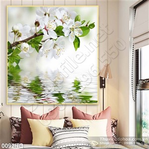 Tranh hoa đào trắng