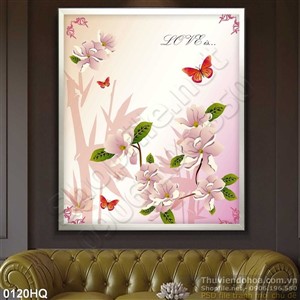Tranh hoa lá dán tường phòng ngủ