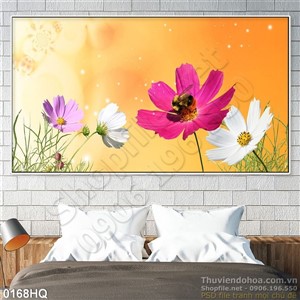 Tranh hoa lá hoa hồ điệp