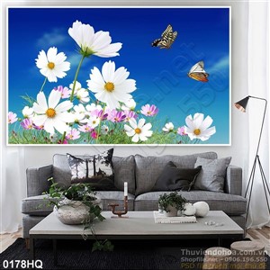 Tranh hoa lá hồ điệp trang trí