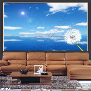 Tranh hoa lá bầu trời đẹp