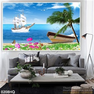 Tranh hoa lá trang trí phòng khách