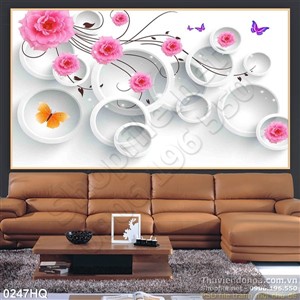 Tranh hoa lá 3d dán tường
