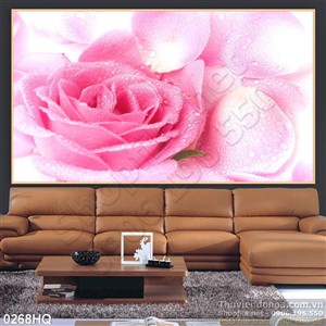 Tranh hoa lá hoa hồng trang trí treo tường
