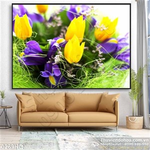 Tranh hoa lá hoa tulip đẹp