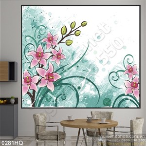 Tranh hoa dán tường nghệ thuật