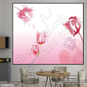 Tranh hoa lá nghệ thuật trang trí dán tường