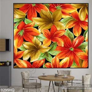 Tranh hoa lá dán tường nghệ thuật
