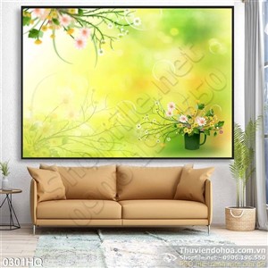 Tranh hoa lá trang trí phòng ngủ