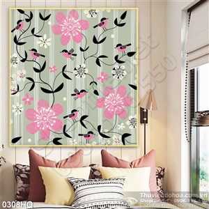 Tranh hoa lá dán tường đẹp