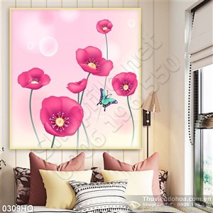 Tranh hoa lá dán tường nghệ thuật