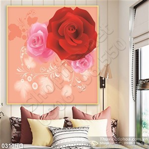 Tranh hoa lá treo tường phòng khách