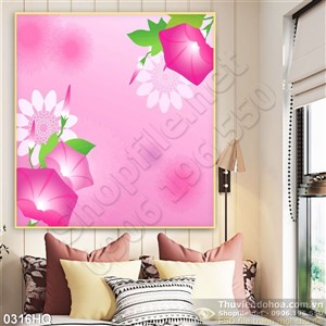 Tranh hoa lá dán tường phòng ngủ