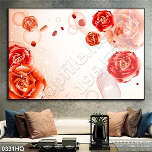 Tranh hoa hoồng trang trí phòng khách