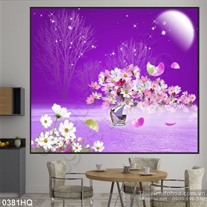 Tranh hoa lá trang trí phòng ngủ đẹp