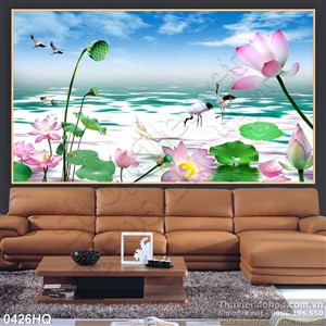 Tranh hoa hoa sen đẹp