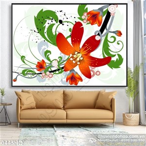 Tranh hoa lá dán tường đẹp độc đáo