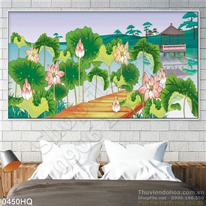 Tranh hoa sen nghệ thuật phong thủy