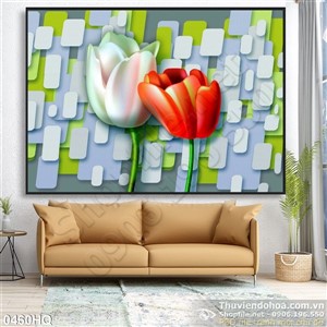 Tranh hoa tulip 3D dán tường đẹp