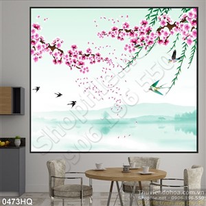 Tranh hoa đào nghệ thuật đẹp