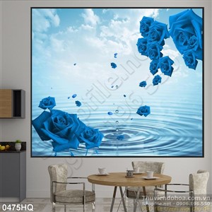 Tranh hoa hồng xanh trang trí đẹp