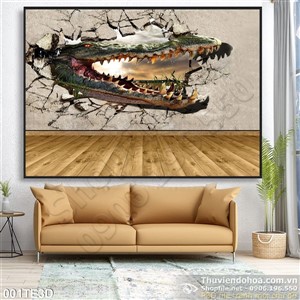 Tranh 3D trẻ em cá sấu