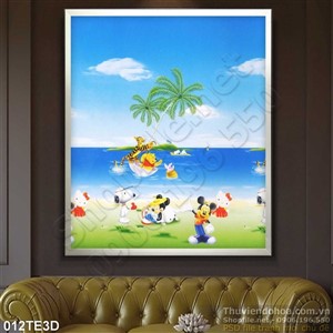Tranh 3D trẻ em chuột Mickey dán tường