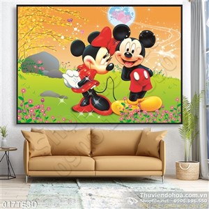 Tranh 3D trẻ em chuột Mickey dán tường