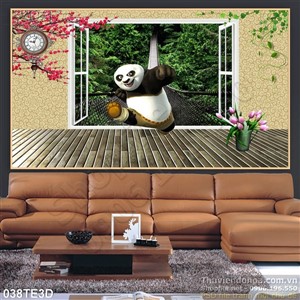Tranh 3D trẻ em gấu Panda