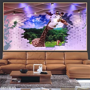 Tranh 3D trẻ em hươu cao cổ