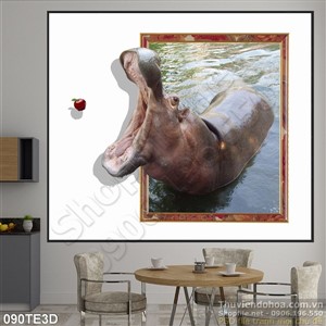 Tranh 3D trẻ em tê giác