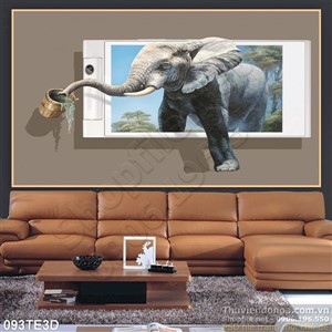 Tranh 3D trẻ em voi