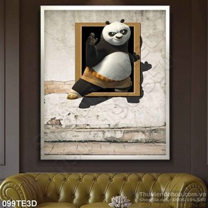 Tranh 3D trẻ em gấu Panda