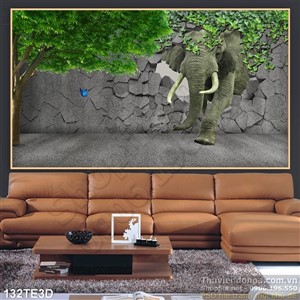 Tranh 3D trẻ em voi