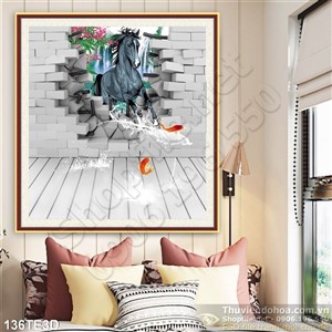 Tranh 3D trẻ em con ngựa