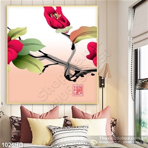 Tranh hoa thư pháp treo tường độc đáo