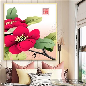 Tranh hoa đào nghệ thuật đẹp