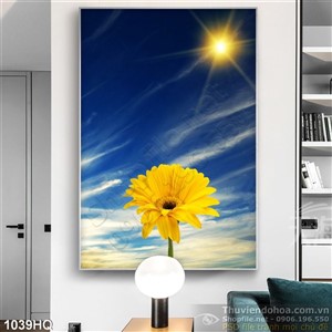 Tranh hoa đồng tiền trang trí phòng ngủ