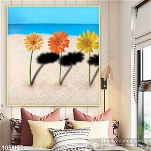 Tranh hoa đồng tiền nghệ thuật đẹp